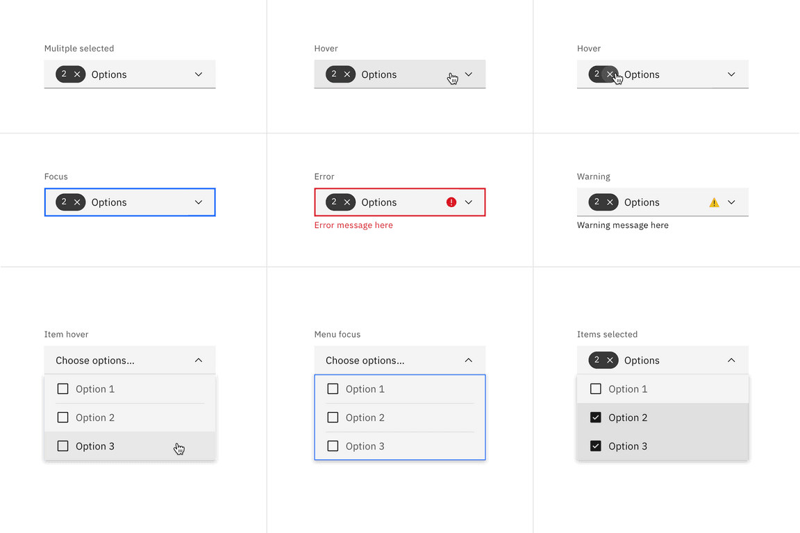 Fixed multi-select dropdown states